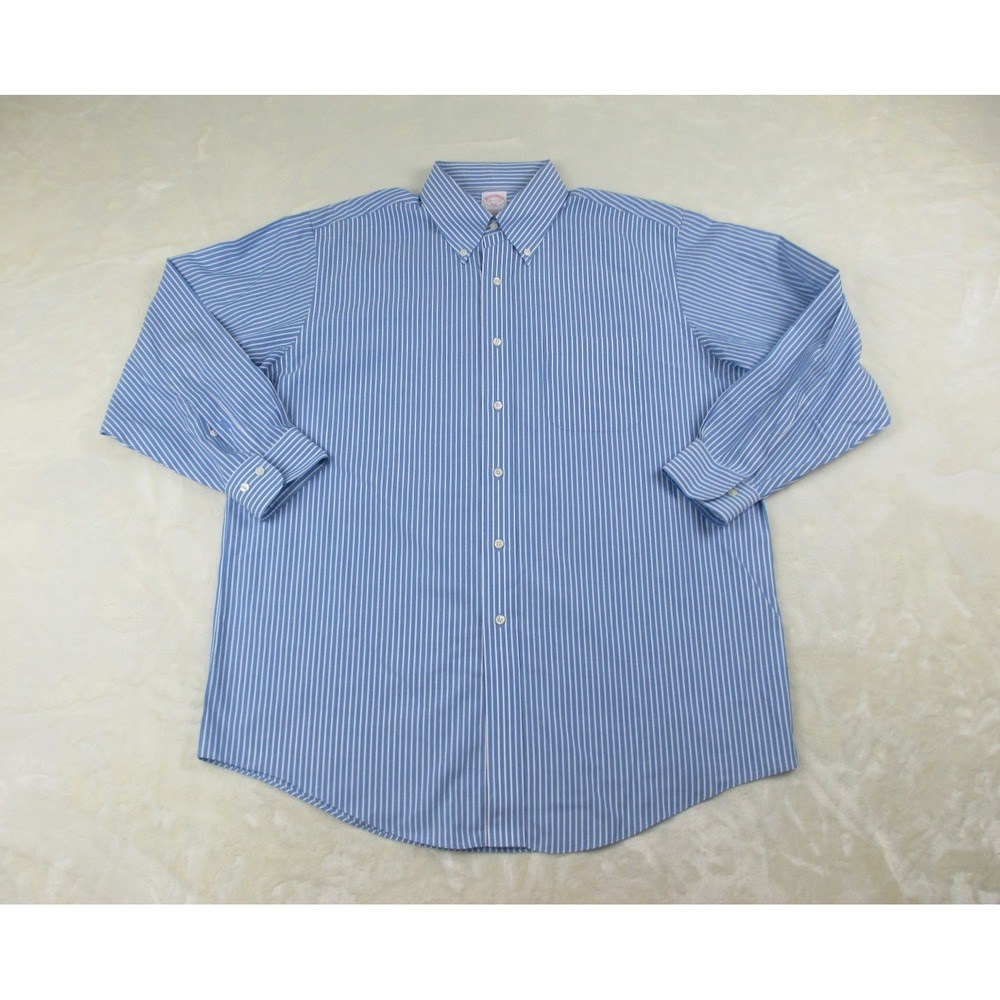 Brooks Brothers Shirt Mens Extra Large Blue Striped Button Up Long Sleeve*